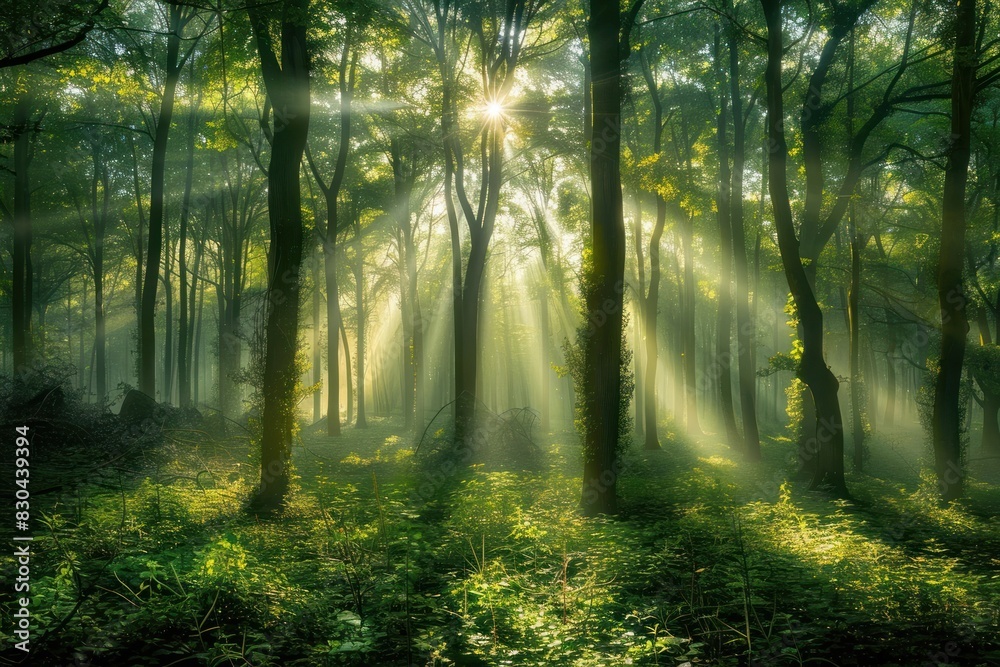 Silent Forest in spring forest vegetation rainforest.