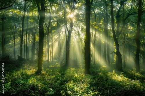 Silent Forest in spring forest vegetation rainforest.