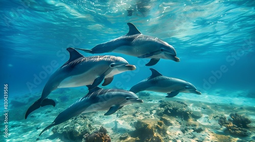 Bonding Moments  Baby Dolphin Mimics Mother s Swimming Moves in the Vast Ocean