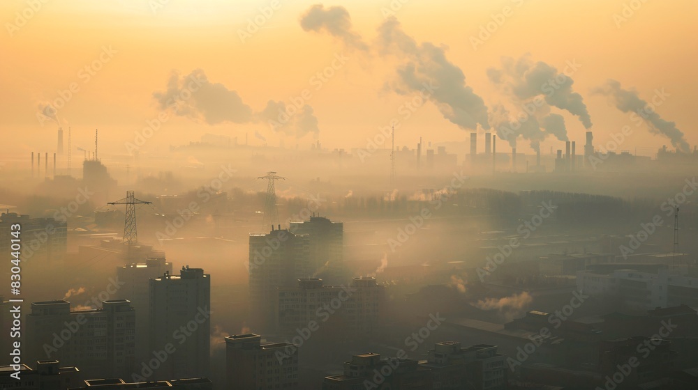pollution air factory in the city pm2.5. sky orange. pollution air factory in the city pm2.5. sky orange.