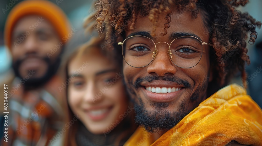 A group of diverse people smiling and looking at the camera, representing community unity in diversity A group of diverse people smiling and looking at the camera, representing community unity in diversity