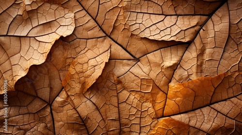 Close-up of dry  cracked autumn leaves creating a complex natural texture  perfect for backgrounds or artistic visual concepts.