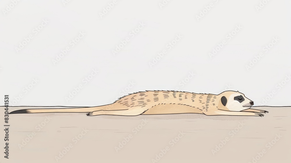 Obraz premium Meerkat lying on the sand