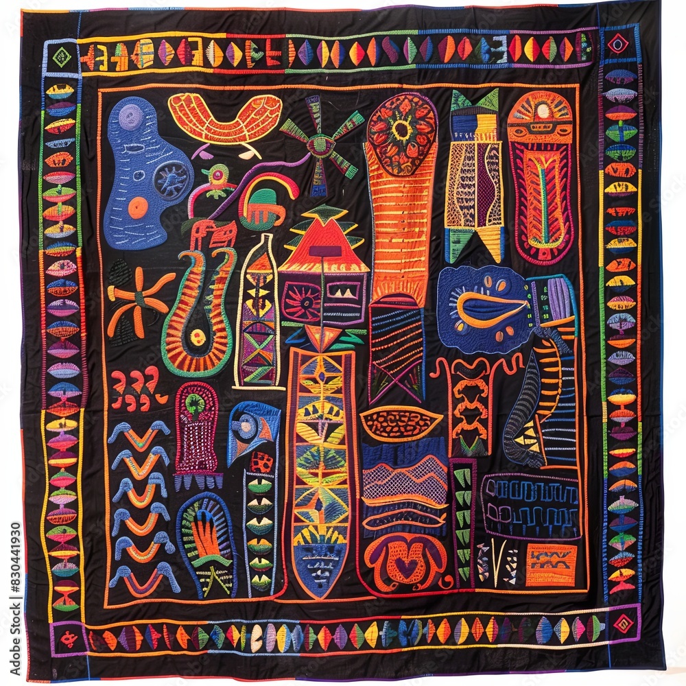 Obraz premium Heritage Unveiled Vibrant Panama Mola Tapestry