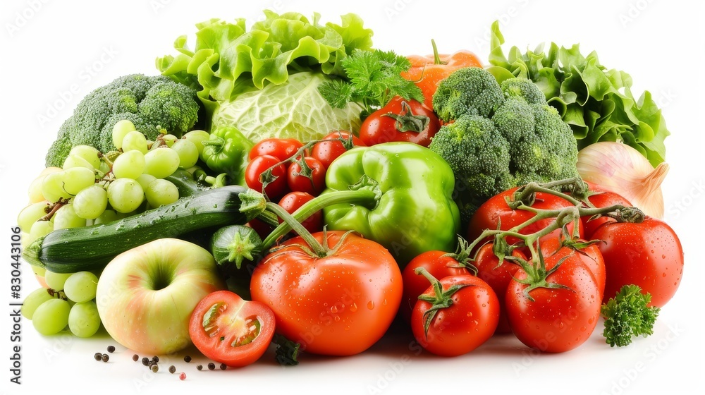 Fruits and vegetables isolated on a white background. Healthy food. Flat lay,top view. Fruits and vegetables isolated on a white background. Healthy food. Flat lay,top view.