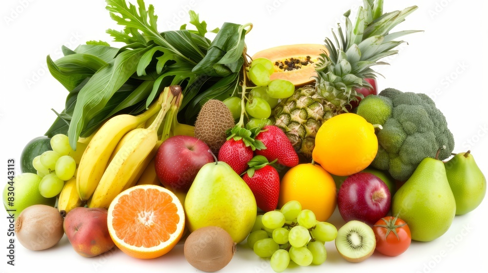 Fruits and vegetables isolated on a white background. Healthy food. Flat lay,top view. Fruits and vegetables isolated on a white background. Healthy food. Flat lay,top view.