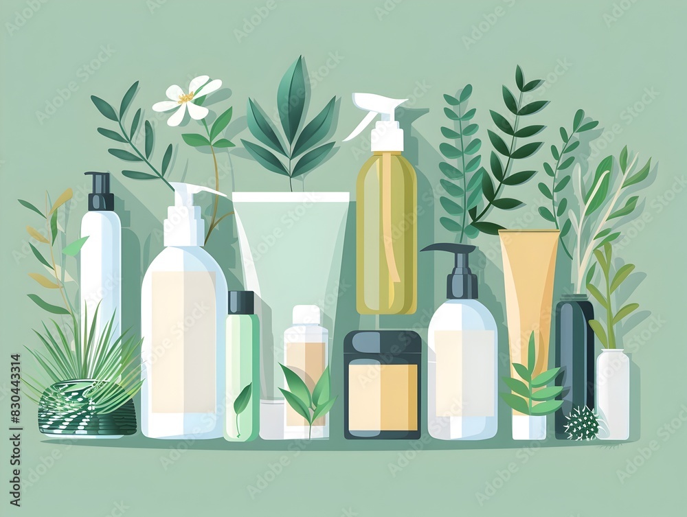 Eco Friendly Skincare and Beauty Products Displayed on Minimalist Background Eco Friendly Skincare and Beauty Products Displayed on Minimalist Background