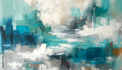 Illustration of Generative AI in an oil-style background using blue paint painted on canvas