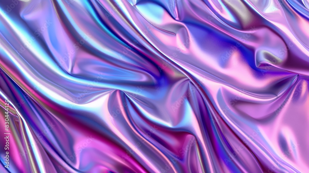 Processed collage of Iridescent fabric trendy cloth holographic texture. Background for banner, backdrop or texture for 3D mapping