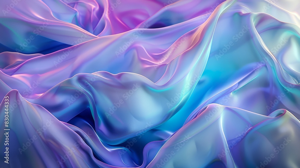 Obraz premium Processed collage of Iridescent fabric trendy cloth holographic texture. Background for banner, backdrop or texture for 3D mapping