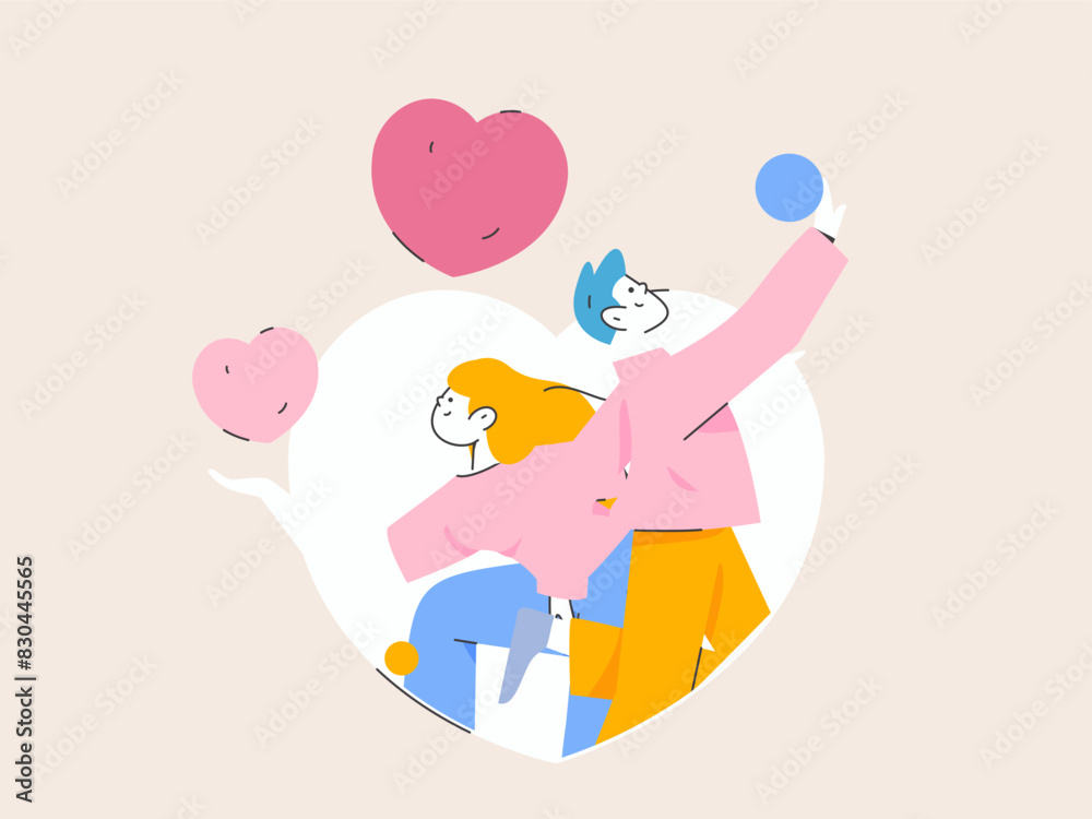 Happy Valentine's Day flat character vector concept business hand drawn illustration
Happy Valentine's Day flat character vector concept business hand drawn illustration