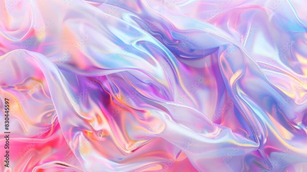Processed collage of Iridescent fabric trendy cloth holographic texture. Background for banner, backdrop or texture for 3D mapping