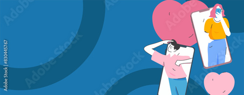 Happy Valentine's Day flat character vector concept business hand drawn illustration
