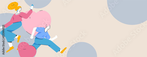 Happy Valentine's Day flat character vector concept business hand drawn illustration
