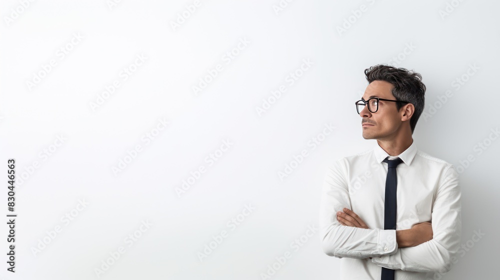 a lone architect standing confidently in front of a clear white background, arms crossed a lone architect standing confidently in front of a clear white background, arms crossed