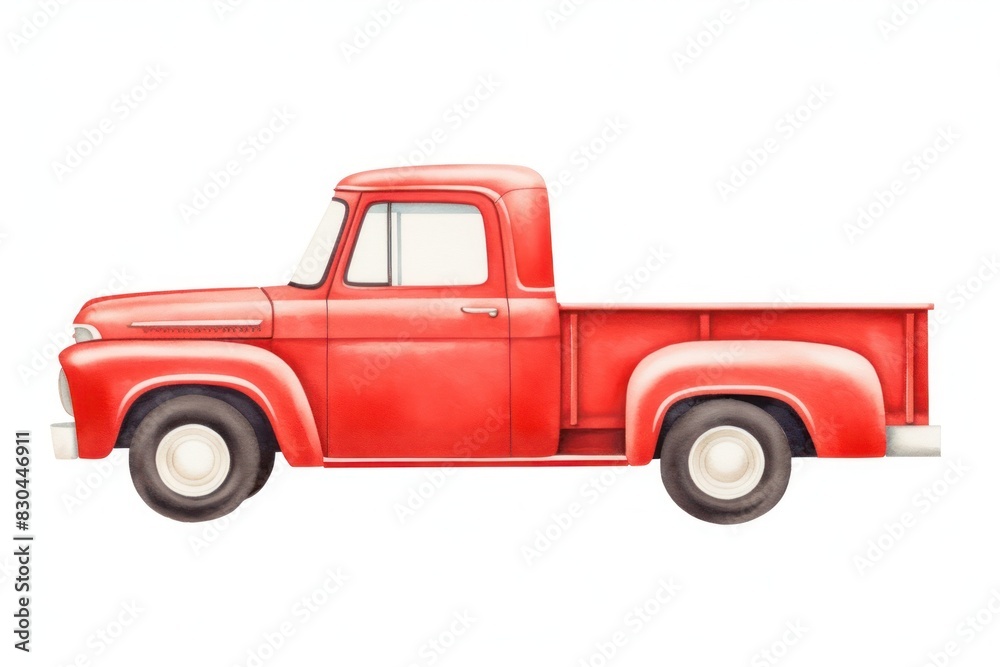 Red pickup truck vehicle car white background. Red pickup truck vehicle car white background.