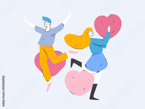 Happy Valentine's Day flat character vector concept business hand drawn illustration
