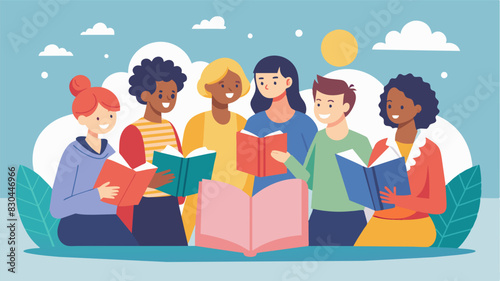 The local book club not only discussed literature but also used their meetings as an opportunity to support and lift each other up through challenging times.. Vector illustration