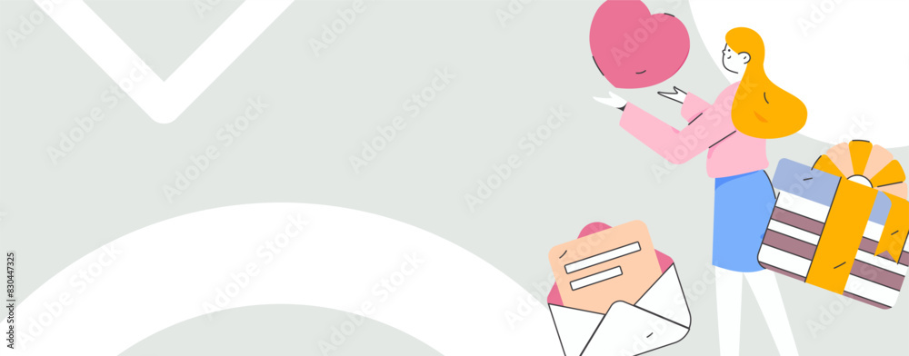 Fototapeta premium Happy Valentine's Day flat character vector concept business hand drawn illustration 