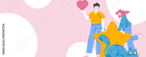 Happy Valentine's Day flat character vector concept business hand drawn illustration
