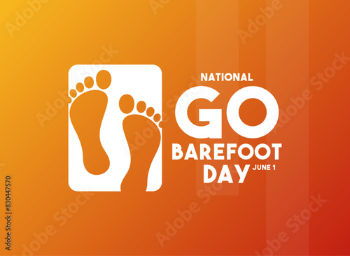 National Go Barefoot Day. June 1. Gradient background.