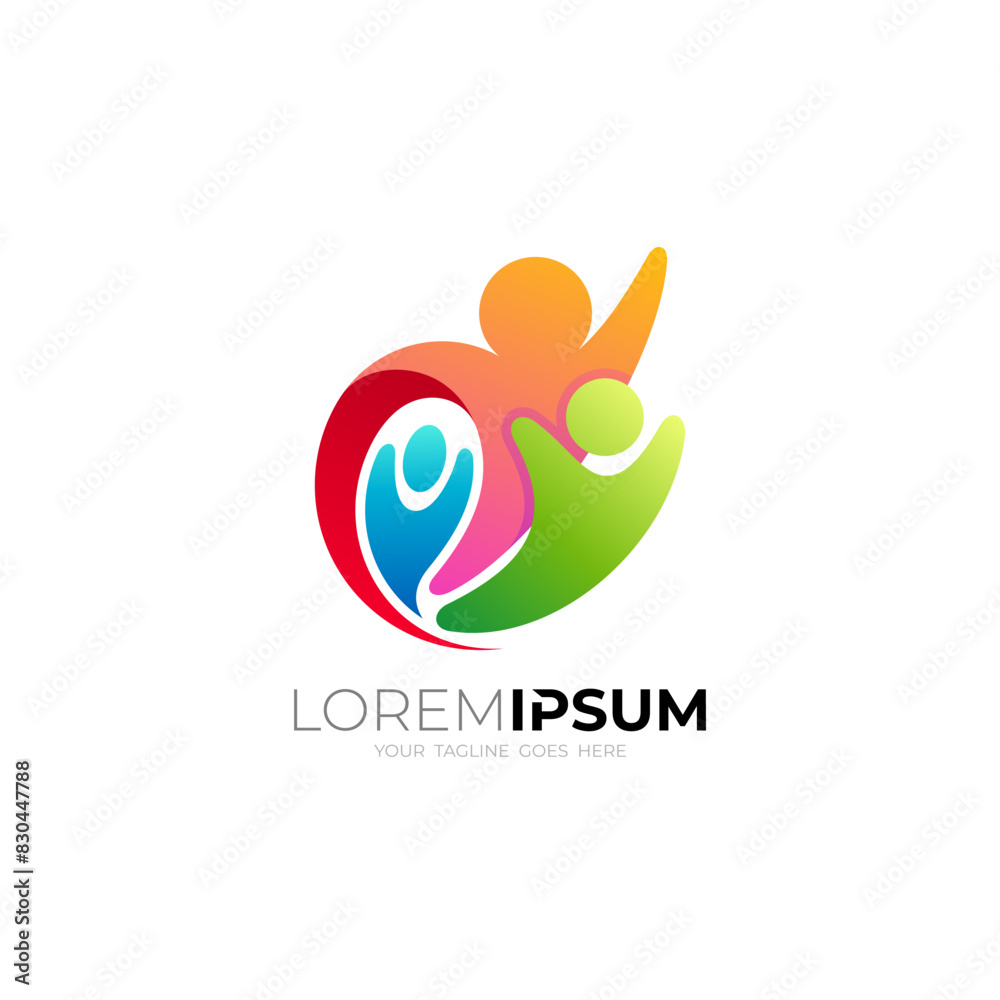 Family icon template, charity design with social logos Family icon template, charity design with social logos