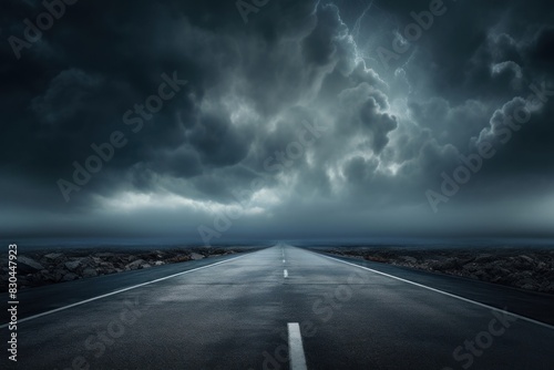 Road road thunderstorm horizon. photo