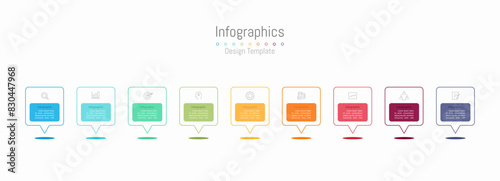 Infographic 9 options design elements for your business data. Vector Illustration.