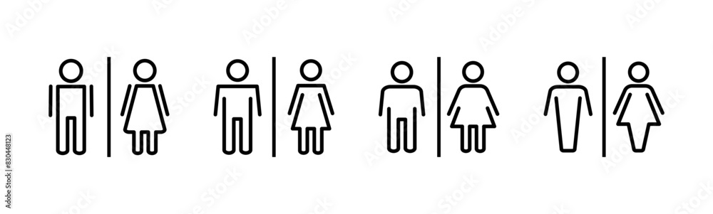 Toilet icon set. restrooms icon vector. bathroom sign. wc, lavatory