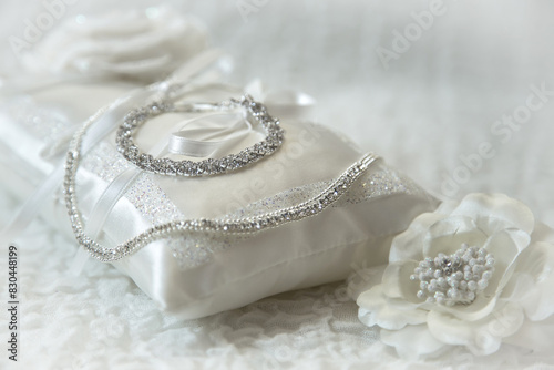 Light wedding background with decorations and lace