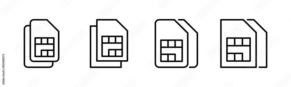 Sim card icon set. dual sim card icon vector Sim card icon set. dual sim card icon vector