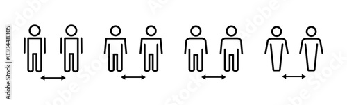 Social distance icon set. social distancing icon. self quarantine sign