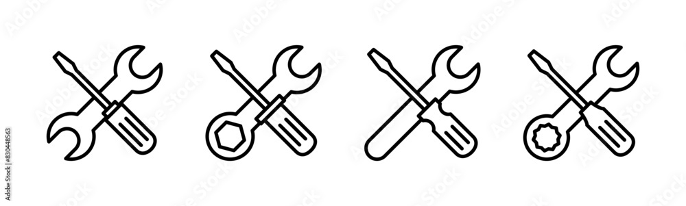 Repair tools icon set. tool icon vector. setting icon vector. Wrench and screwdriver. support, Service Repair tools icon set. tool icon vector. setting icon vector. Wrench and screwdriver. support, Service
