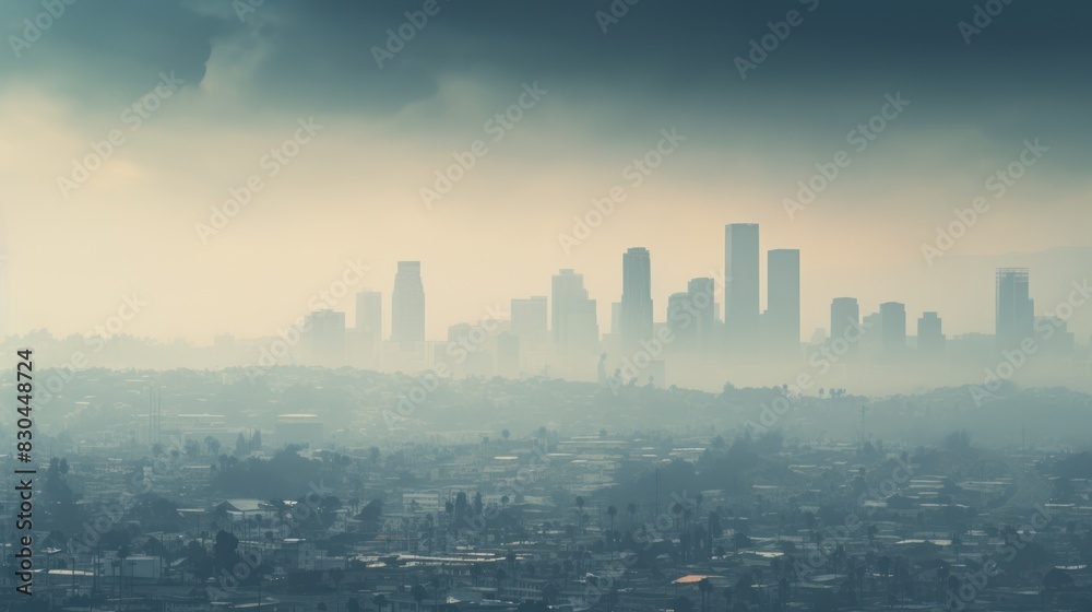 smog-choked metropolis, its skyline barely visible through the haze of air pollution