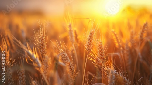 Mature wheat under the setting sun s glow