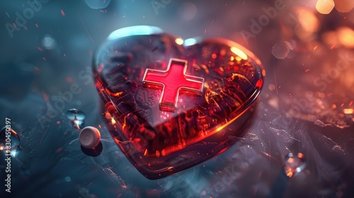 Medical cross inside a heart symbol Elements for designing purposes