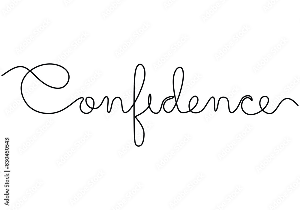 Confidence handwritten inscription. One line drawing phrase hand writing calligraphy card lettering.