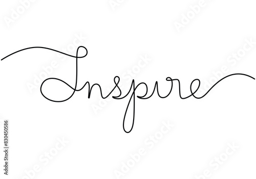 Inspire handwritten inscription. One line drawing phrase hand writing calligraphy card lettering.