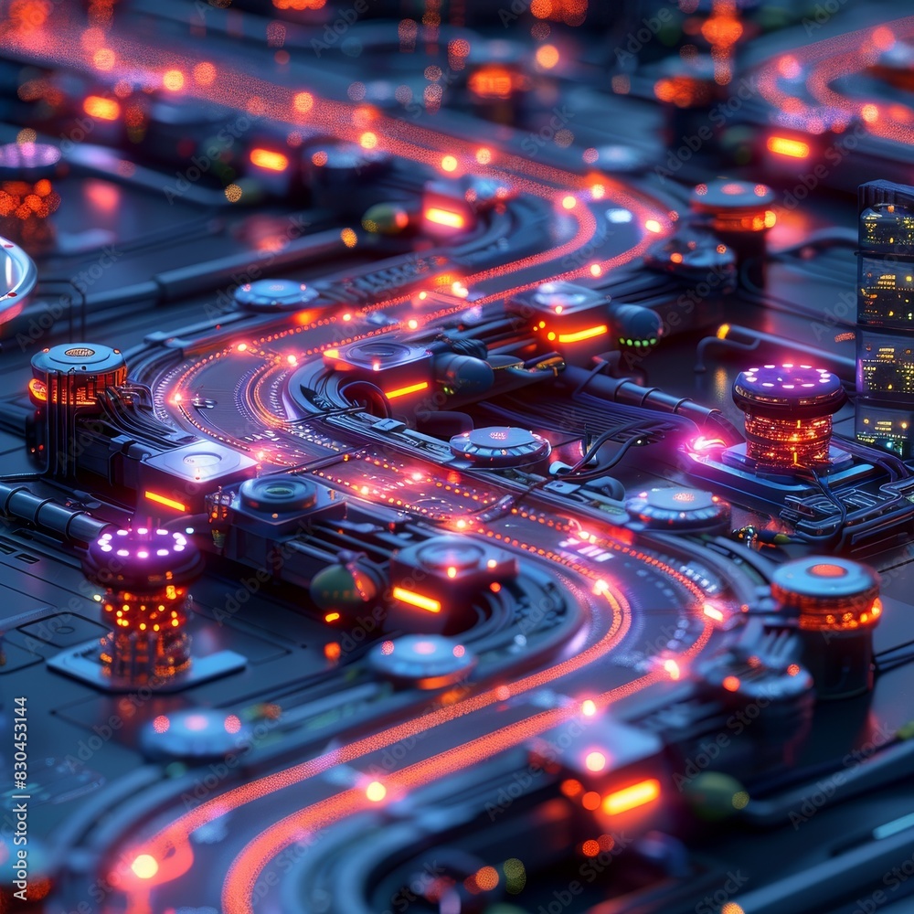 3D illustration of a futuristic CI/CD pipeline system with ...