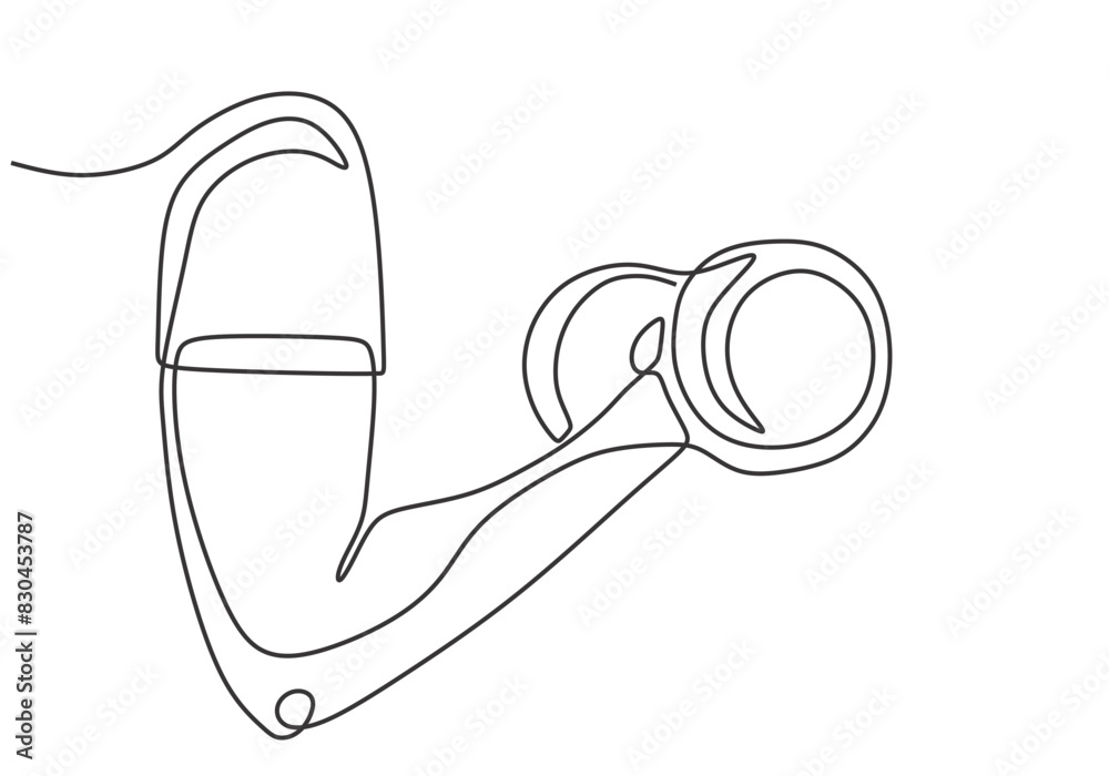 Fototapeta premium Hand lift up barbel in one continuous single line art drawing style Gym fitness sport concept vector