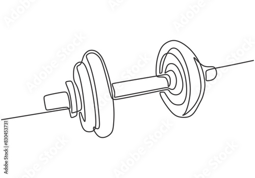 Barbel in one continuous single line art drawing style Gym fitness sport concept vector illustration