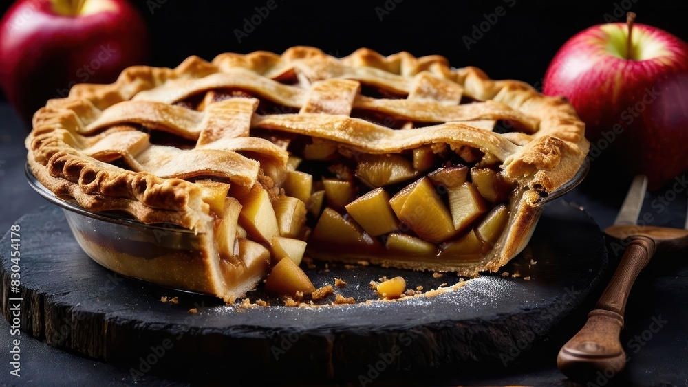 Golden Apple Pie Intimacy on Dark Backdrop Golden Apple Pie Intimacy on Dark Backdrop