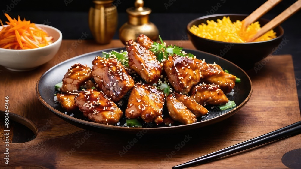 A Harmonious Feast, Barbecued Chicken with Accompaniments and Traditional Condiments A Harmonious Feast, Barbecued Chicken with Accompaniments and Traditional Condiments
