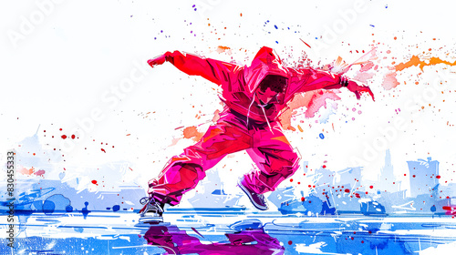 Abstract Urban Dancer in Vibrant Colors.