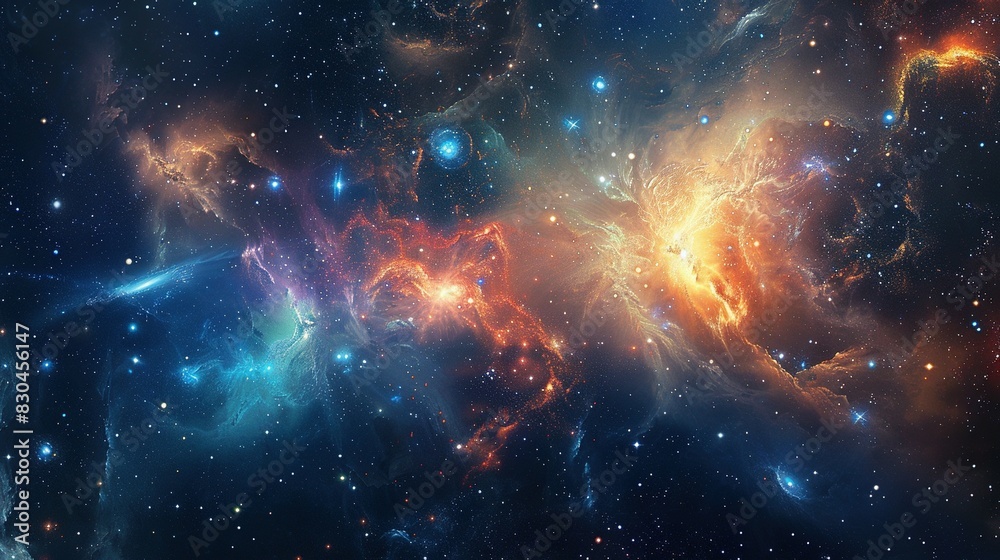 Galactic Wonders: Nebulae and Galaxies in an Abstract Space Scene