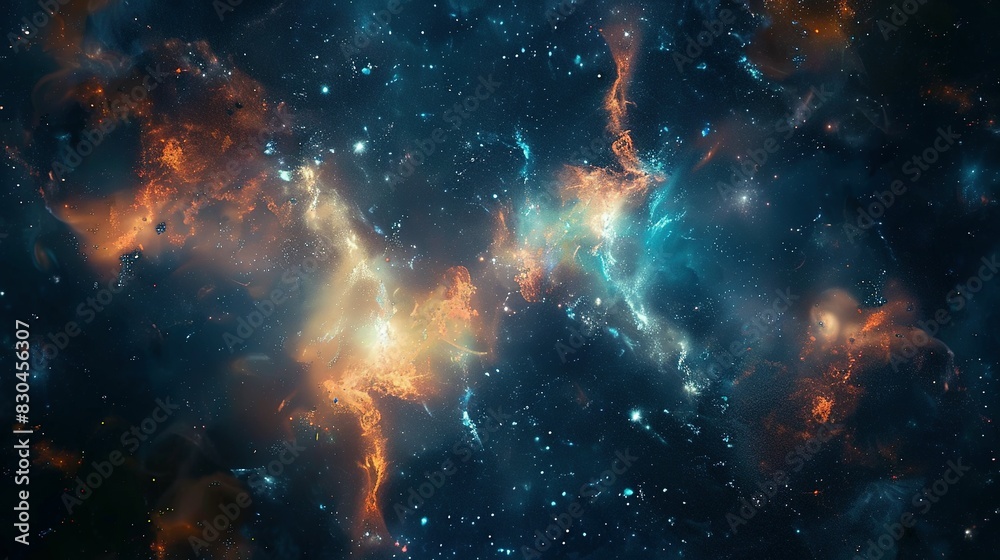 Fototapeta premium Galactic Wonders: Nebulae and Galaxies in an Abstract Space Scene