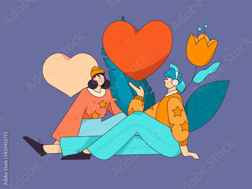 Happy Valentine's Day flat character vector concept business hand drawn illustration
