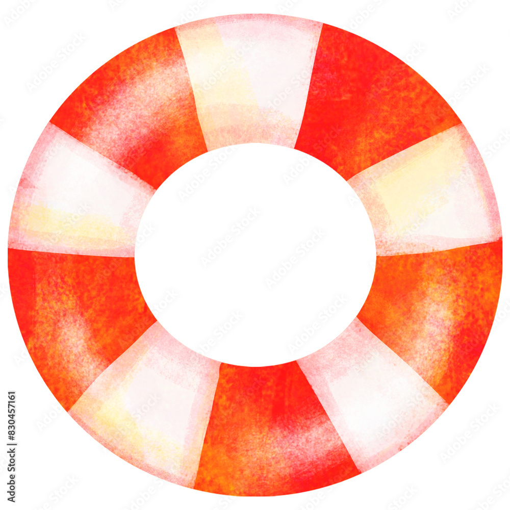 Obraz premium 赤と白の浮き輪のイラスト