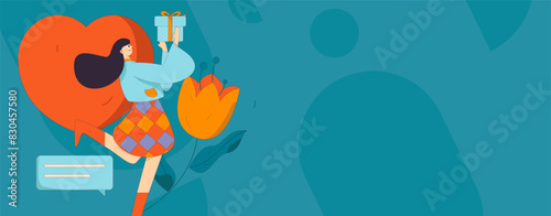 Happy Valentine's Day flat character vector concept business hand drawn illustration
