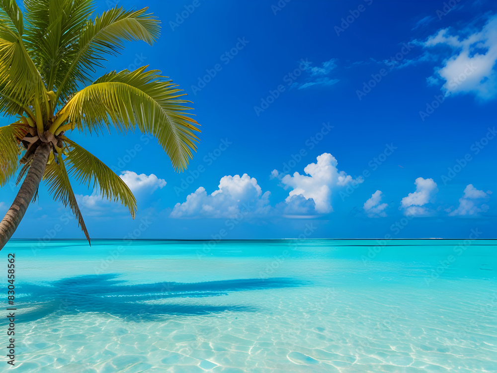 Fototapeta premium Resting in the sea with palm trees, paradise scenery